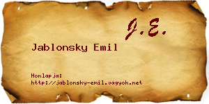 Jablonsky Emil névjegykártya